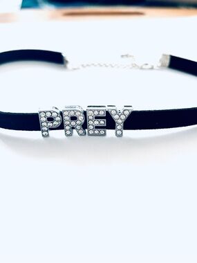 PREY Crystal Letter Choker Necklace, NWT